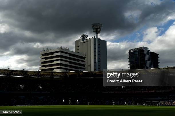 General view is seen during day two of the First Test match between Australia and South Africa at The Gabba on December 18, 2022 in Brisbane,...