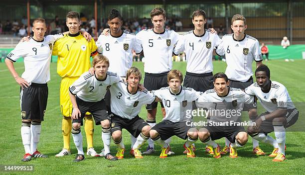 The U16's team of Germany during the under 16's international friendly match between Germany and Denmark at the Günther-Volker Stadion on May 22,...