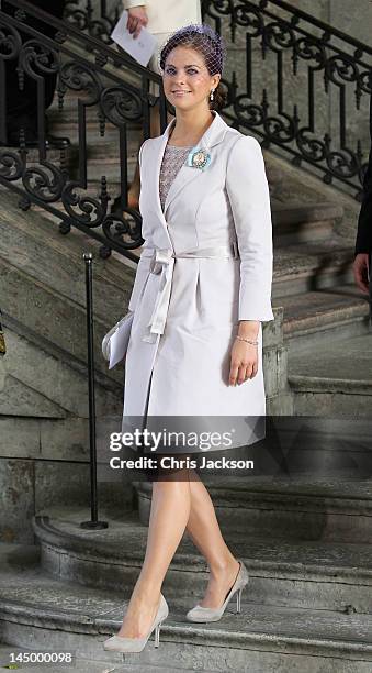 Princess Madeleine of Sweden attends the christening of new Swedish heir to the throne Princess Estelle Silvia Ewa Mary of Sweden at The Royal Palace...