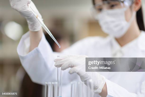 researcher working in the laboratory - somente japonês imagens e fotografias de stock