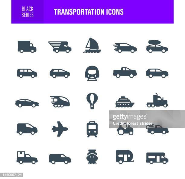 transportation icons black silhouette - submarine icon stock illustrations
