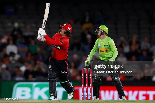 Nic Maddinson of the Renegades bats during the Men's Big Bash League match between the Melbourne Renegades and the Sydney Thunder at Marvel Stadium,...