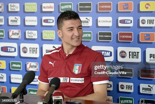 Salvatore Bocchetti of Italy attends a press conference at Coverciano on May 22, 2012 in Florence, Italy.