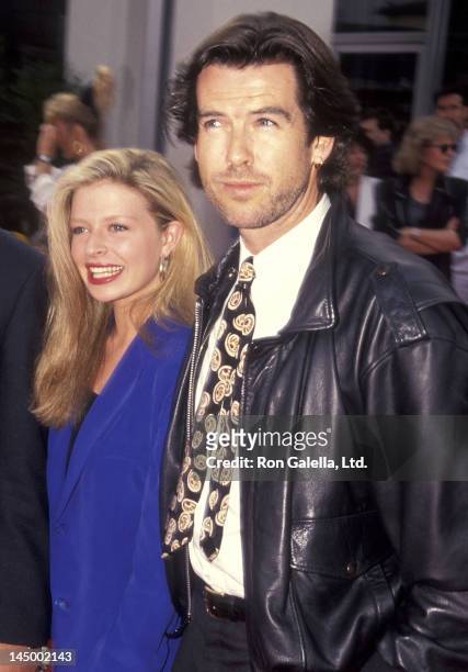 Actor Pierce Brosnan and daughter Charlotte Brosnan attend the "Robin Hood: Prince of Thieves" Westwood Premiere on June 10, 1991 at Mann Village &...