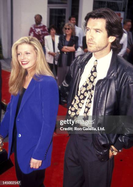 Actor Pierce Brosnan and daughter Charlotte Brosnan attend the "Robin Hood: Prince of Thieves" Westwood Premiere on June 10, 1991 at Mann Village &...