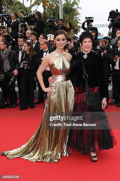 Berenice Marlohe and Martine Beswick attend "Vous N'avez Encore Rien Vu" Premiere at Palais des Festivals on May 21, 2012 in Cannes, France.