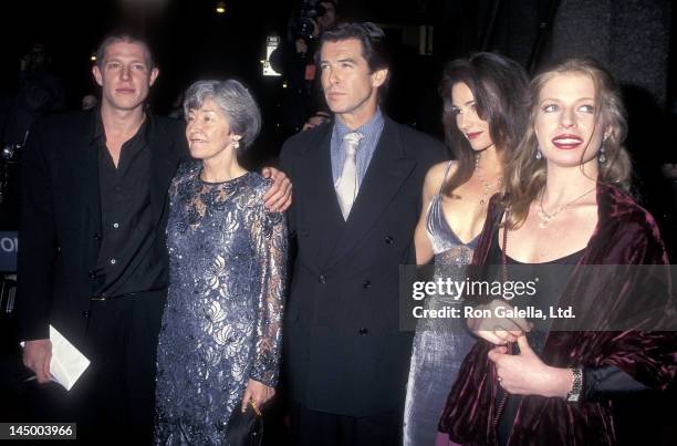 Actor Pierce Brosnan, girlfriend Keely Shaye Smith, his son Christopher Brosnan, his daughter Charlotte Brosnan and his mother May Smith attend the...