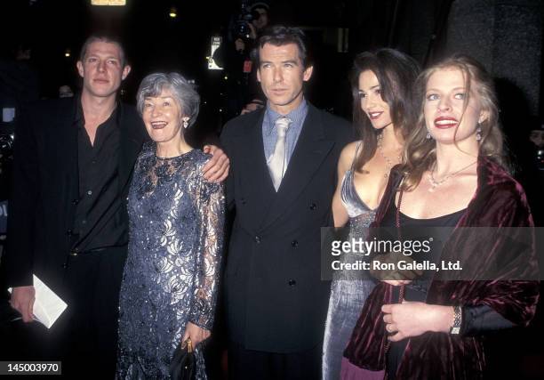 Actor Pierce Brosnan, girlfriend Keely Shaye Smith, his son Christopher Brosnan, his daughter Charlotte Brosnan and his mother May Smith attend the...