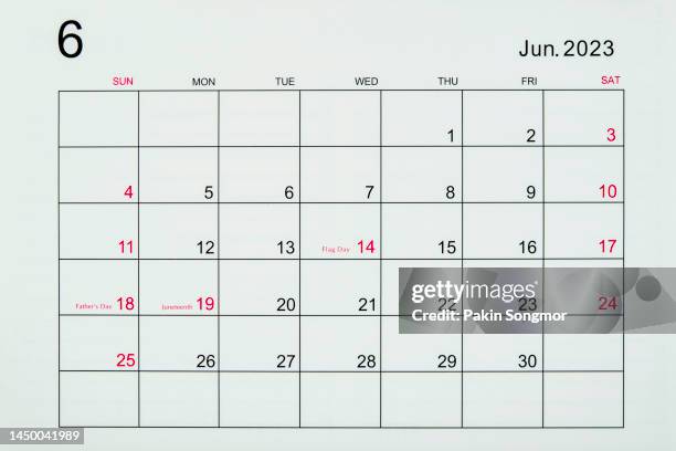 june 2023 is on the calendar desk. - calendar june stock pictures, royalty-free photos & images