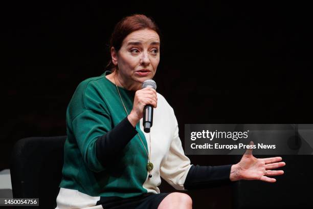 The director of El Pais, Pepa Bueno, takes part in the meeting 'Historias de una guerra' organized by the newspaper El Pais, in Caixaforum, on 18...