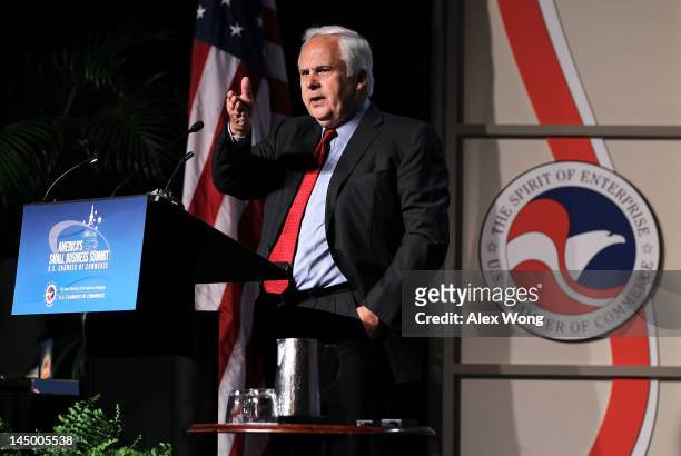 Fedex Chairman, President and CEO Frederick Smith addresses the 2012 America's Small Business Summit, hosted by U.S. Chamber of Commerce, May 22,...