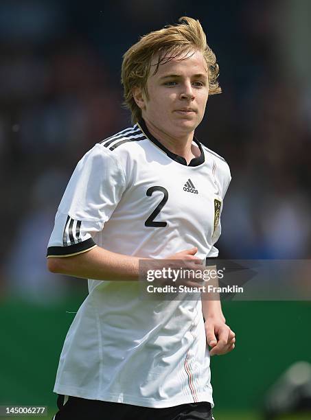 Hermann Doerner of Germany in action during the under 16's international friendly match between Germany and Denmark at the Günther-Volker Stadion on...