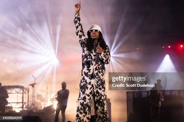 Singer Jacquees performs onstage during the 1st annual In My Feelz Festival presented by Umbrella Managment at Banc of California Stadium on December...