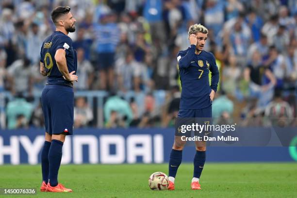 Olivier Giroud of France looks dejected after Angel Di Maria of Argentina scored their sides second goal during the FIFA World Cup Qatar 2022 Final...