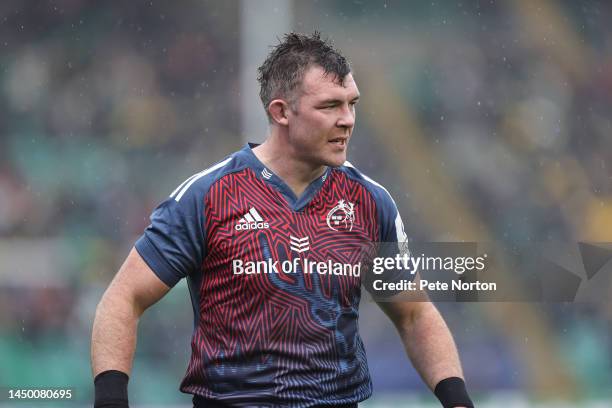 Peter O'Mahony of Munster Rugby in action during the Heineken Champions Cup match between Northampton Saints and Munster Rugby at cinch Stadium on...