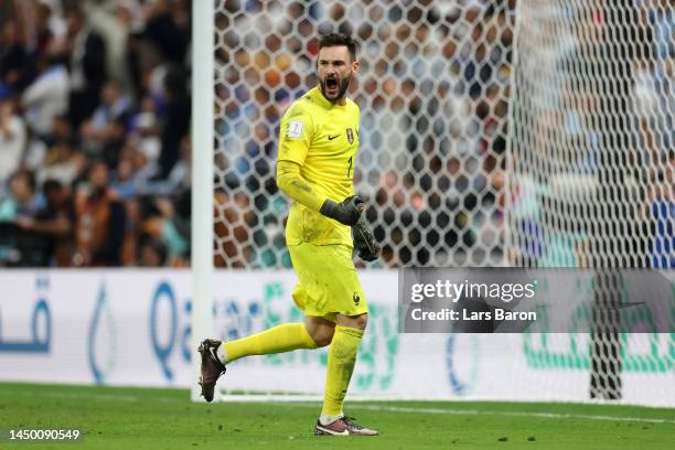 Hugo Lloris of France reacts during the FIFA World Cup Qatar 2022 Final match between Argentina and France at Lusail Stadium on December 18, 2022 in...