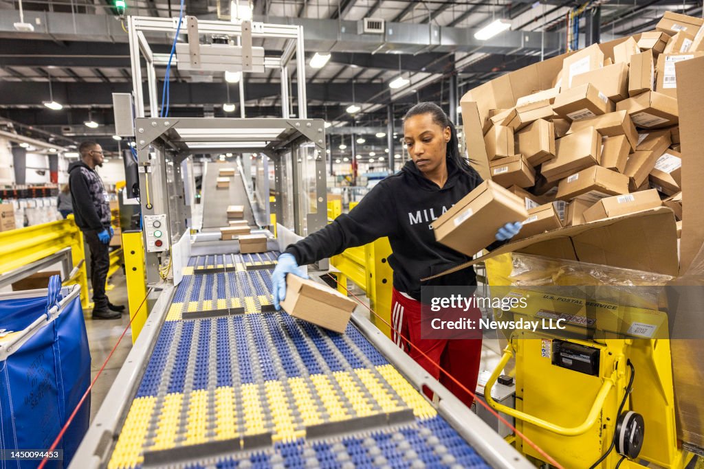 United States Postal Service Facility on Long Island, New York During the Holidays