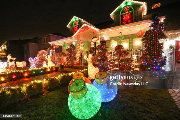 Holiday light display at a home in Massapequa, New York on Dec. 8, 2022.