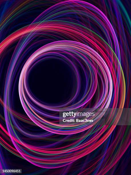 glowing circles - abstract fractal art - en orbite autour photos et images de collection