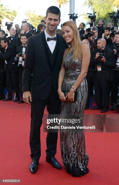 Tennis player Novak Djokovic and Jelena Ristic attend the "Killing Them Softly" Premiere during the 65th Annual Cannes Film Festival at Palais des...