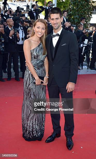 Jelena Ristic and tennis player Novak Djokovic attend the "Killing Them Softly" Premiere during the 65th Annual Cannes Film Festival at Palais des...