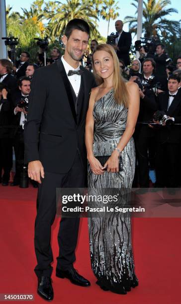 Tennis player Novak Djokovic and Jelena Ristic attend the 'Killing Them Softly' Premiere during 65th Annual Cannes Film Festival at Palais des...