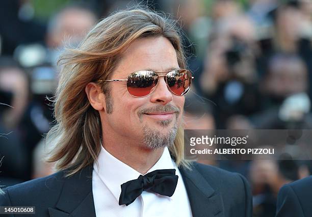 Actor Brad Pitt arrives for the screening of "Killing them Softly" presented in competition at the 65th Cannes film festival on May 22, 2012 in...