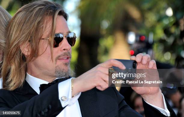 Actor Brad Pitt attends the 'Killing Them Softly' Premiere during 65th Annual Cannes Film Festival at Palais des Festivals on May 22, 2012 in Cannes,...