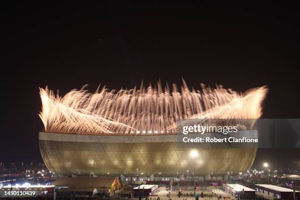 Fireworks are seen after the FIFA World Cup Qatar 2022 Final match between Argentina and France at Lusail Stadium on December 18, 2022 in Lusail...