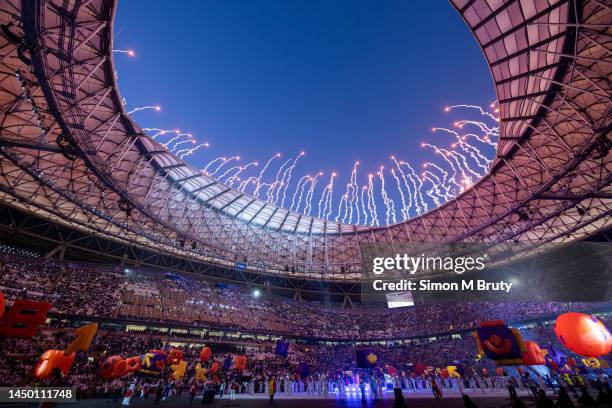 General view during the closing ceremony ahead of the FIFA World Cup Qatar 2022 Final match between Argentina and France at Lusail Stadium on...