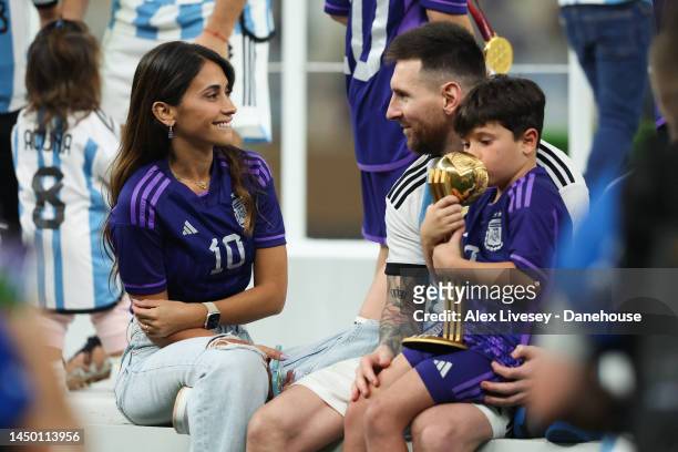 Lionel Messi of Argentina celebrates with his family after the FIFA World Cup Qatar 2022 Final match between Argentina and France at Lusail Stadium...