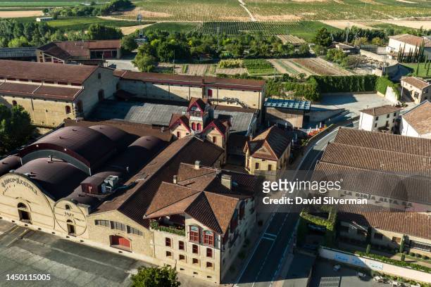 September 9: An aerial view of theR. López de Heredia Viña Tondonia Winery on September 9, 2022 in Haro, the main wine-making town in La Rioja...