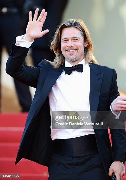 Actor Brad Pitt attends the "Killing Them Softly" Premiere during the 65th Annual Cannes Film Festival at Palais des Festivals on May 22, 2012 in...