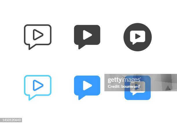 stockillustraties, clipart, cartoons en iconen met speech bubble with play button. editable stroke. - live evenement