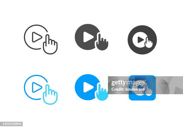 illustrazioni stock, clip art, cartoni animati e icone di tendenza di icone dei pulsanti di riproduzione. tratto modificabile. - spingere