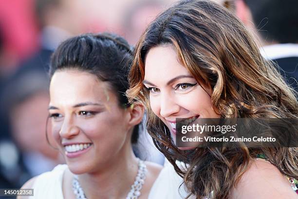 Actors Michelle Rodriguez and Kelly Brook arrive at "Killing Them Softly" Premiere during the 65th Annual Cannes Film Festival at Palais des...