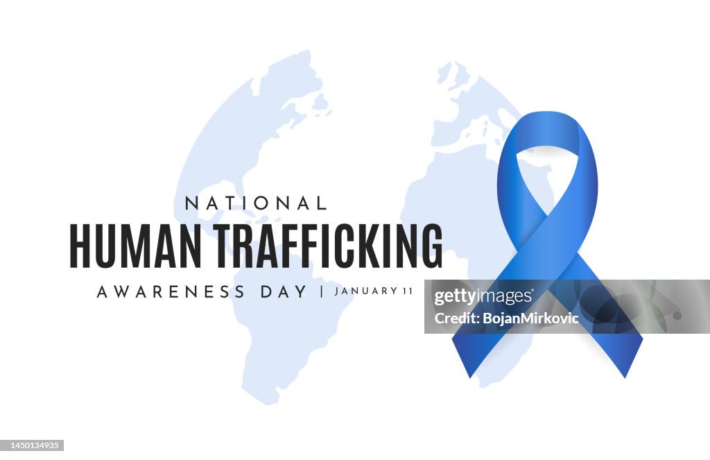 Human Trafficking Awareness Day card, banner, January 11. Vector