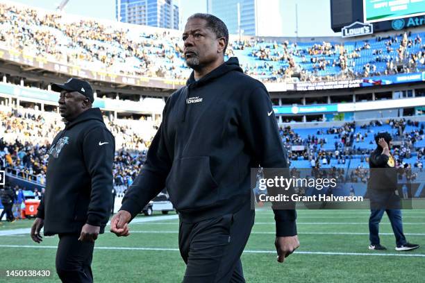 Interim head coach Steve Wilks of the Carolina Panthers walks off the field after a loss to the Pittsburgh Steelers at Bank of America Stadium on...