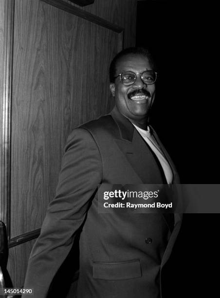 Famed attorney Johnnie Cochran, poses for photos at the Sheraton Grande Hotel in Los Angeles, California in JANUARY 1994.