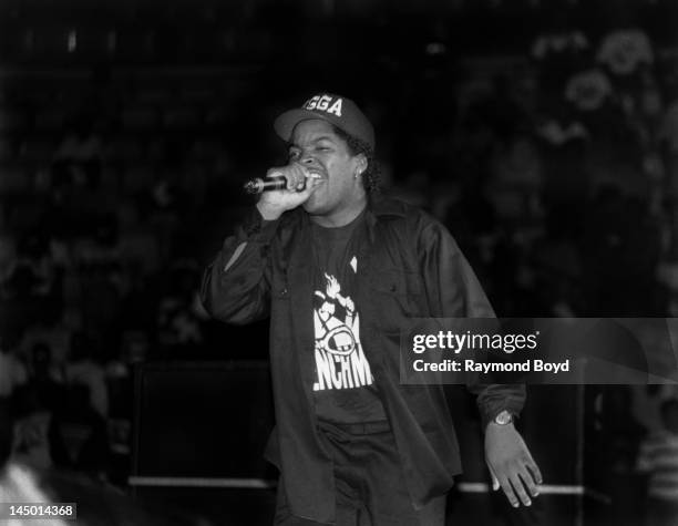 Rapper Ice Cube performs at The Arena in St. Louis, Missouri in August 1990.