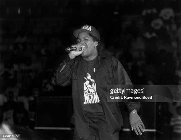 Rapper Ice Cube performs at The Arena in St. Louis, Missouri in August 1990.