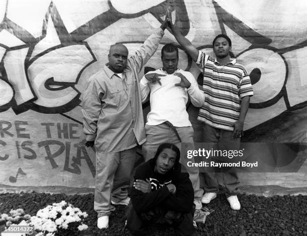 Cee Lo Green, Khujo, T-Mo and Big Gipp of hip-hop group Goodie Mob, poses for photos at George's Music Room in Chicago, Illinois in OCTOBER 1995.
