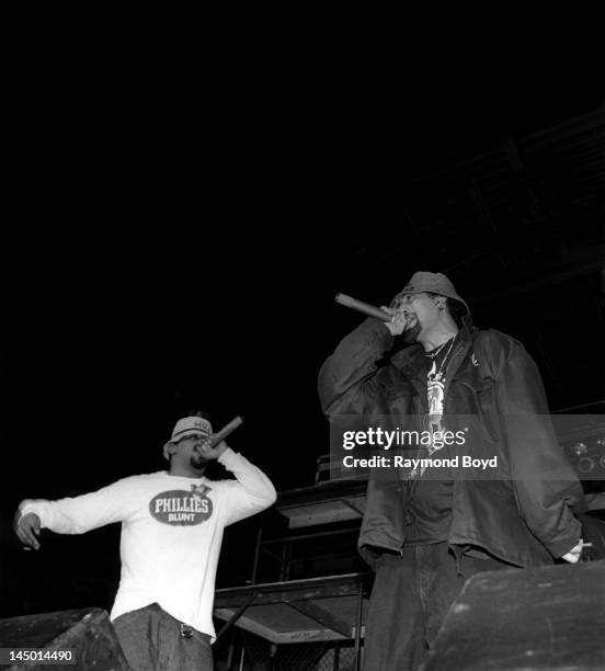 Rappers Sen Dog and B-Real of rap group Cypress Hill, performs at the U.I.C. Pavilion in Chicago, Illinois in MARCH 1992.