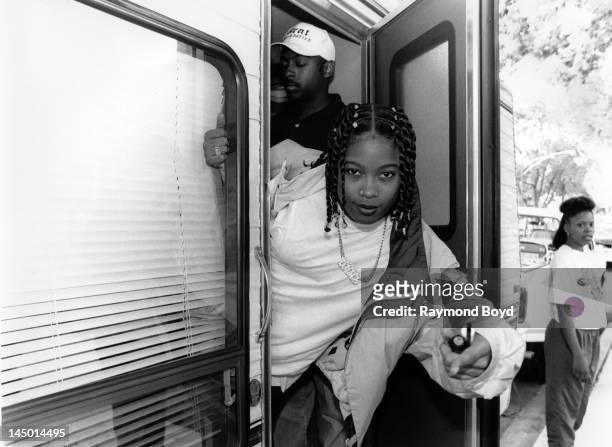 Rapper Da Brat, poses for photos on the set of her video "Fa All Y'All" in Chicago, Illinois, January 1993.