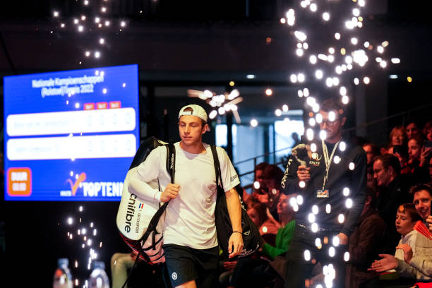 Tallon Griekspoor before his men's singles final against Botic van de Zandschulp during the Nationale Kampioenschappen Tennis 2022 at the Nationaal...