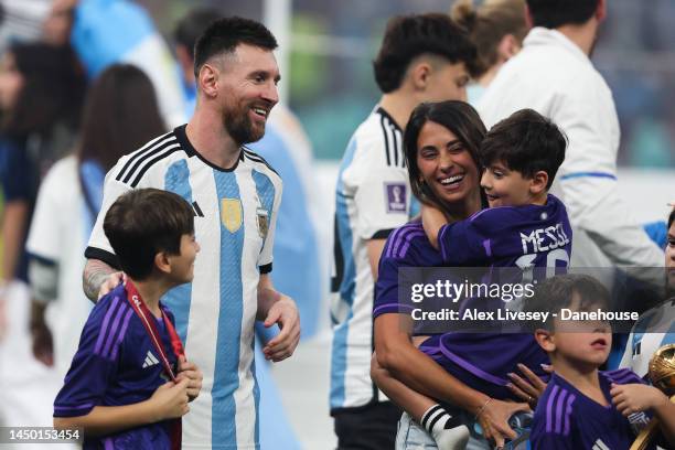 Lionel Messi of Argentina celebrates with his family after the FIFA World Cup Qatar 2022 Final match between Argentina and France at Lusail Stadium...