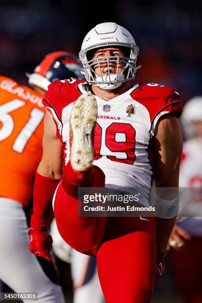 Watt of the Arizona Cardinals celebrates a sack during the second quarter in the game against the Denver Broncos at Empower Field At Mile High on...