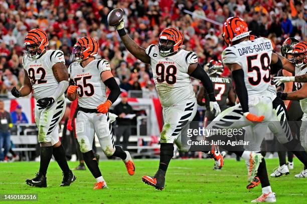 Reader of the Cincinnati Bengals celebrates a fumble recovery during the third quarter in the game against the Tampa Bay Buccaneers at Raymond James...