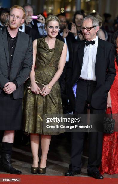 William Ruane, Siobhan Reilly and director Ken Loach attend "The Angels' Share" Premiere during the 65th Annual Cannes Film Festival at Palais des...