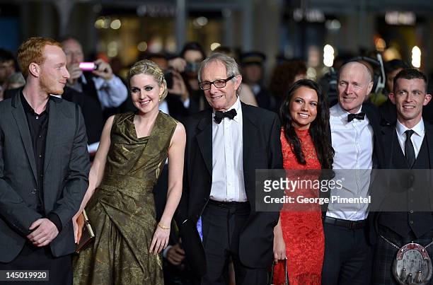William Ruane, Siobhan Reilly, director Ken Loach, Jasmin Riggins, guest and Paul Brannigan attend "The Angels' Share" Premiere during the 65th...